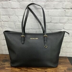 Michael Kors 30T5GTVT2L-001 Jet Set Multifunction Saffiano Leather Tote, Black